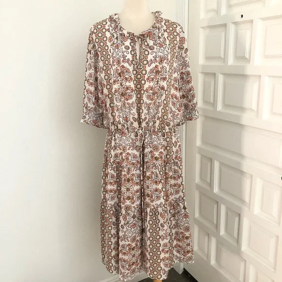 Tory Burch Silk Serena Dress Hicks Garden Printed Size 10 RETAIL $598